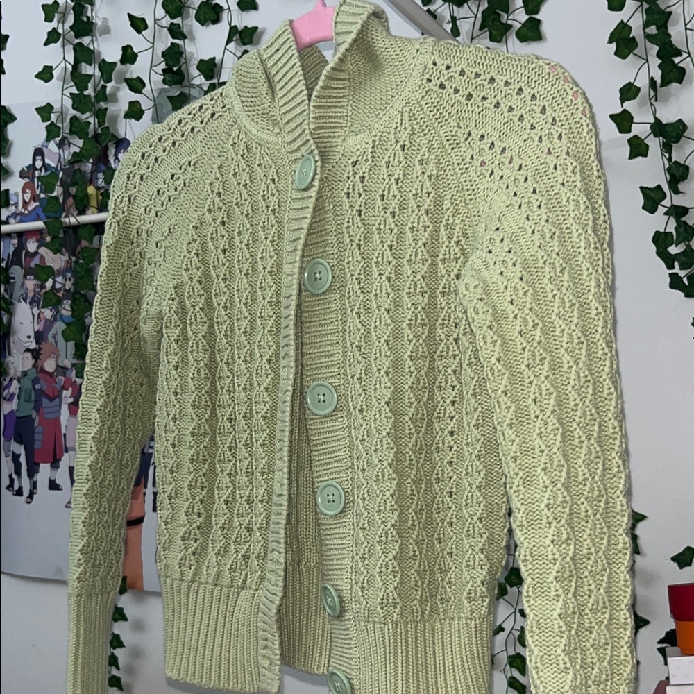 GAP Women's Button-Up Cardigan - Light Green